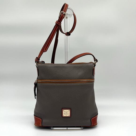 DOONEY & BOURKE Leather Crossbody, Gray & Brown - Picture 1 of 10